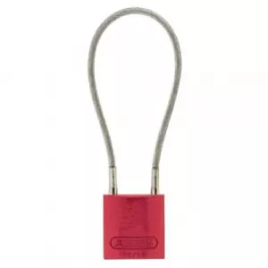 Abus 13000 Aluminum Padlock with Cable Safety, 4", Red