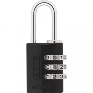 Abus 145/20 C Black 14520 145 Series 3-Dial Padlock Black - Carded