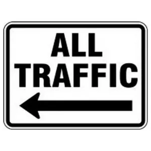 Accuform FRR287RA Facility Traffic Sign "All Traffic" Left Arrow