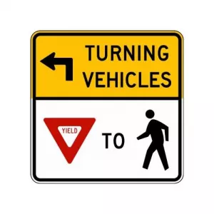 Accuform FRR488DP Intersection Sign "Turning Vehicles..."