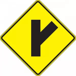 Accuform FRW633DP Sign "Right Side Road Diagonal Intersection"