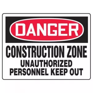 Accuform MADM101VP OSHA Danger Safety Sign "Construction Zone..."