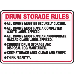 Accuform MCHL509XT Dura-Plastic Sign with Legend "Drum Storage Rules"