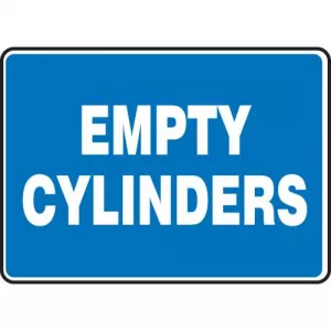 Accuform MCPG594VP Plastic Sign with Legend "Empty Cylinders", Blue