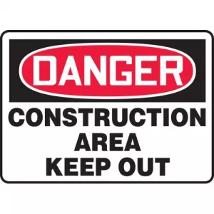 Accuform MCRT101VA OSHA Sign "Danger Construction Area Keep Out"