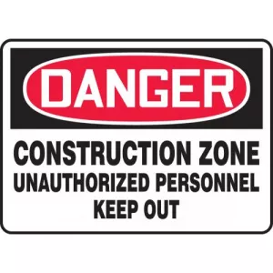 Accuform MCRT126VA OSHA Sign "Construction Zone Unauthorized..."