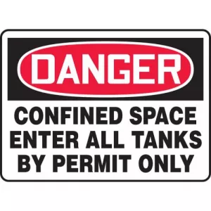 Accuform MCSP004VA Sign "Confined Space Enter All Tanks By Permit..."