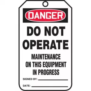 Accuform MDT179PTM RP-Plastic Tag "Do Not Operate Maintenance..."