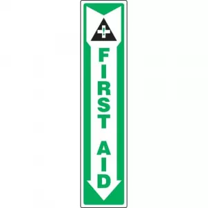 Accuform MFSD500VS Vinyl Sign "First Aid" & Down Arrow Symbol
