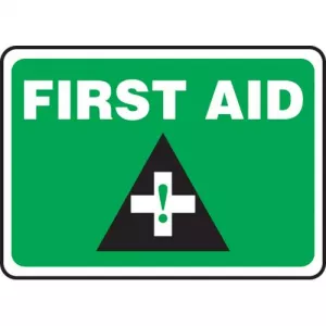 Accuform MFSD543VP 7" x 10" Plastic Sign: "First Aid"