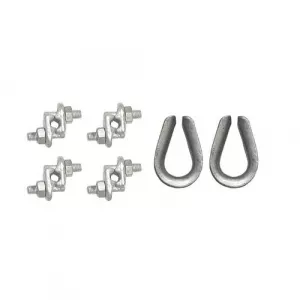 FallTech 62203C SteelGrip Cable HLL 4 Wire Rope Clips+ 2 Thimbles