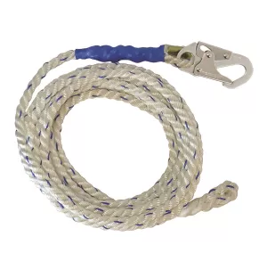 FallTech 8150 Premium Polyester Rope with 1 Snap Hook and Braid-End