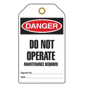 Incom 1087 Tag Danger "Do Not Operate Maintenance Required"