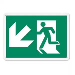 Incom DFS122P Sign Fire, Exit Down Left, 10" x 14"