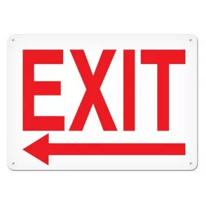 Incom DFS128V Sign Fire "Exit", Left Arrow, 10" x 14"