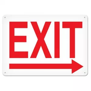 Incom DFS129V Sign Fire "Exit", Right Arrow, 10" x 14"