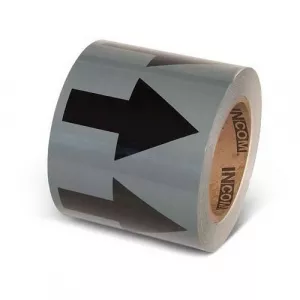 Incom PMA457 Pipe Flow Tape Gray With Black Arrows 4" x 108'