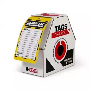 Incom RT8030F Barricade Tags-On-A-Roll 250 Per Roll