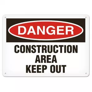 Incom SA1090A Sign Danger "Construction Area Keep Out", 7" x 10"