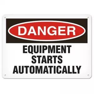 Incom SA1122AL Sign Danger "Equipment Starts Automatically"