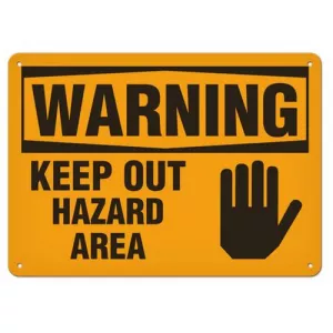 Incom SA3003AL Sign Warning "Keep Out Hazard Area", 7" x 10"