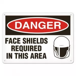 Incom SC1020V Sign Danger "Face Shields Required in This Area"
