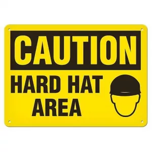 Incom SC2017A 14" x 20" Aluminum Sign "Caution - Hard Hat..."