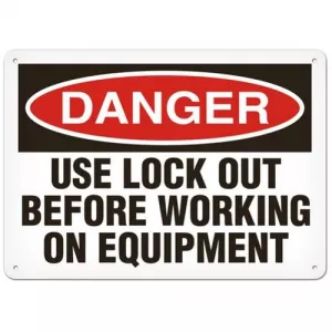 Incom SS1158A Sign "Danger - Use Lock out Before Working on..."