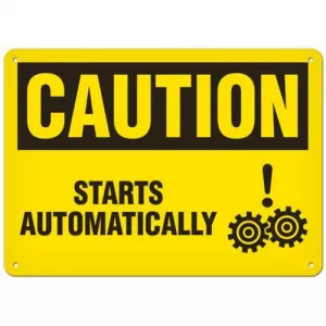 Incom SS2007AL Sign "Caution - Starts Automatically", 10" x 14"