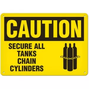 Incom SS2046V Sign "Caution - Secure All Tanks Chain Cylinders"