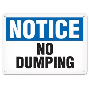 Incom SS4066V Sign "Notice No Dumping", Adhesive Vinyl