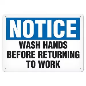 Incom SS4067A Sign "Notice Wash Hands Before Returning To Work"