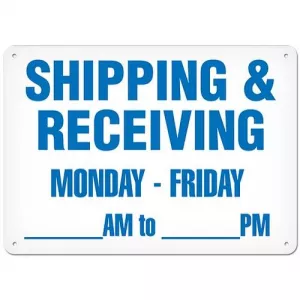 Incom SS5053AL Hours Sign "Shipping & Receiving", 10" x 14"