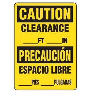 Incom SS6510A Safety Sign Caution "Clearance _FT _IN"