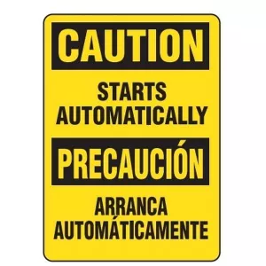 Incom SS6513P Safety Sign Caution "Starts Automatically"