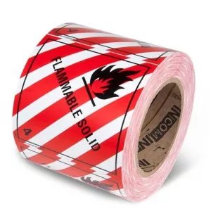 Incom TA41V 4" x 4" Vinyl Safety Label: "Flammable Solid 4"