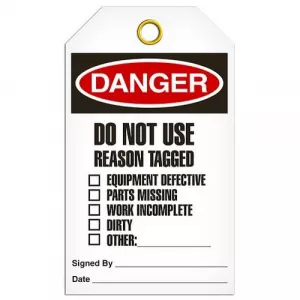 Incom TG1024RP Tag "Danger - Do Not Use Reason Tagged..."