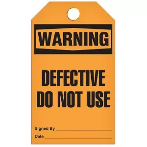 Incom TG4001PT Tag "Warning - Defective Do Not Use"