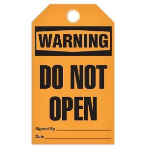 Incom TG4023PT Tag "Warning - Do Not Open", 3.375" x 5.75"
