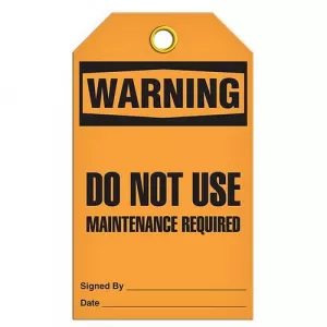 Incom TG4028RP Tag "Warning - Do Not Use Maintenance Required"