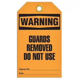 Incom TG4044RP Tag "Warning - Guards Removed Do Not Use"