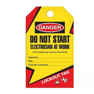 Incom TG6004PT Lockout Tag "Do Not Start Electricians at Work"