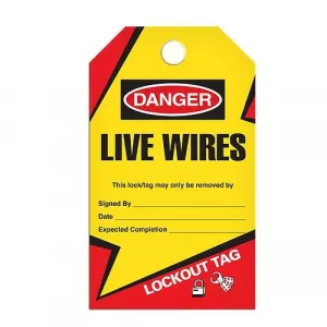 Incom TG6007PT Lockout Tag "Live Wire", Poly Tag