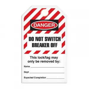 Incom TG6035PT Lockout Tag "Do Not Switch Breaker off", Poly Tag
