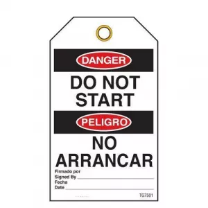 Incom TG7501PT Bilingual Danger Tags "Do Not Start"