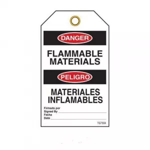Incom TG7504RP Bilingual Danger Tags "Flammable Materials"