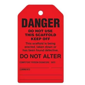 Incom TG8007PT Scaffold Tag "Danger Do Not Use Scaffold" Plain