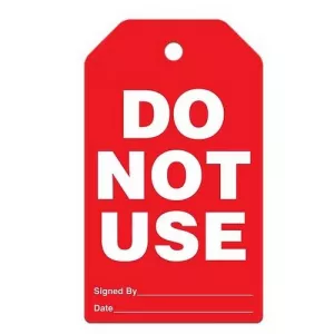 Incom TG8013PT Inspection Tag "Do Not To Use" Plain Hole