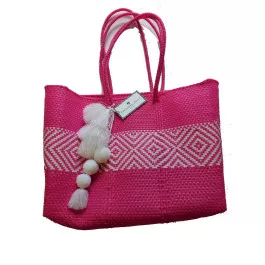 Northern Drift Woven Tote / Pink - White