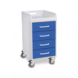 TrippNT 51080 Global Blue Polyethylene Compact 4 Drawer Locking Cart
